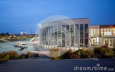 Attendees outside Messe Berlin Entrance South Editorial Stock Photo